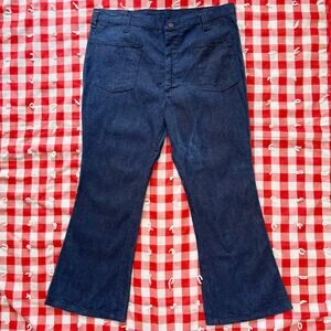 Vintage 70s Mens Sears Dark Wash Denim Flares Jeans‎ // Size 36 Short